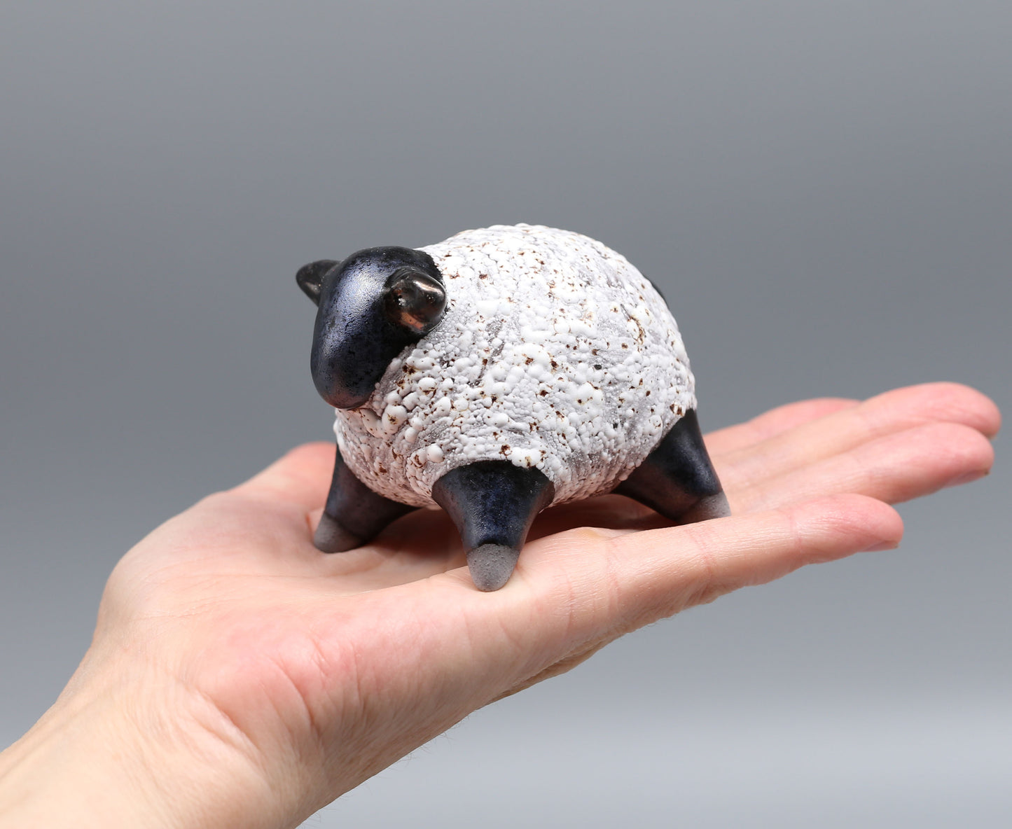 Handmade Ceramic Sheep Figurine – Clay Animal Sculpture, Cute Home Decor, Unique Gift