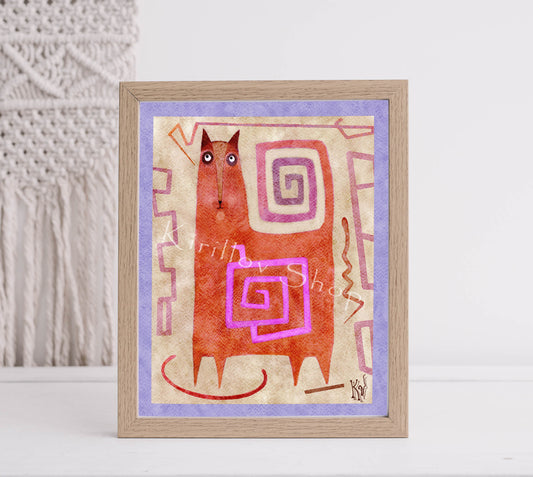 Abstract Cat Wall Art Print, Modern Digital Download, Geometric Animal Poster, Boho Home Decor