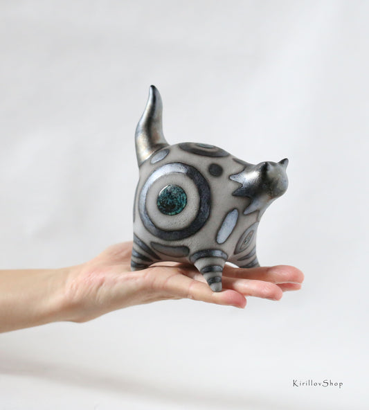 Ceramic Cat Sculpture, Modern Figurine for Home Decoration or as a Gift for Cat lovers, Handmade Art, Black Cat Figurine, MADE TO ORDER