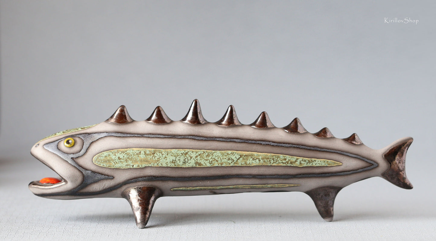Handmade Ceramic Fish Sculpture: Modern Table Decor Figurine