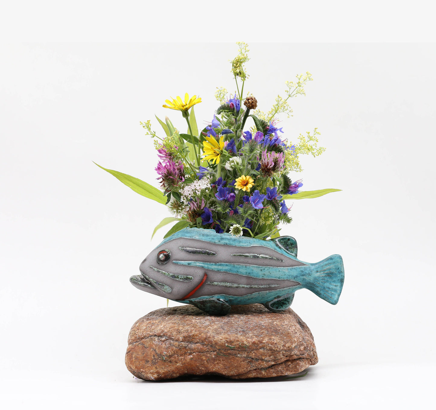 Handmade Ceramic Fish Vase: Wall Hanging Sculpture, Unique Home Decor