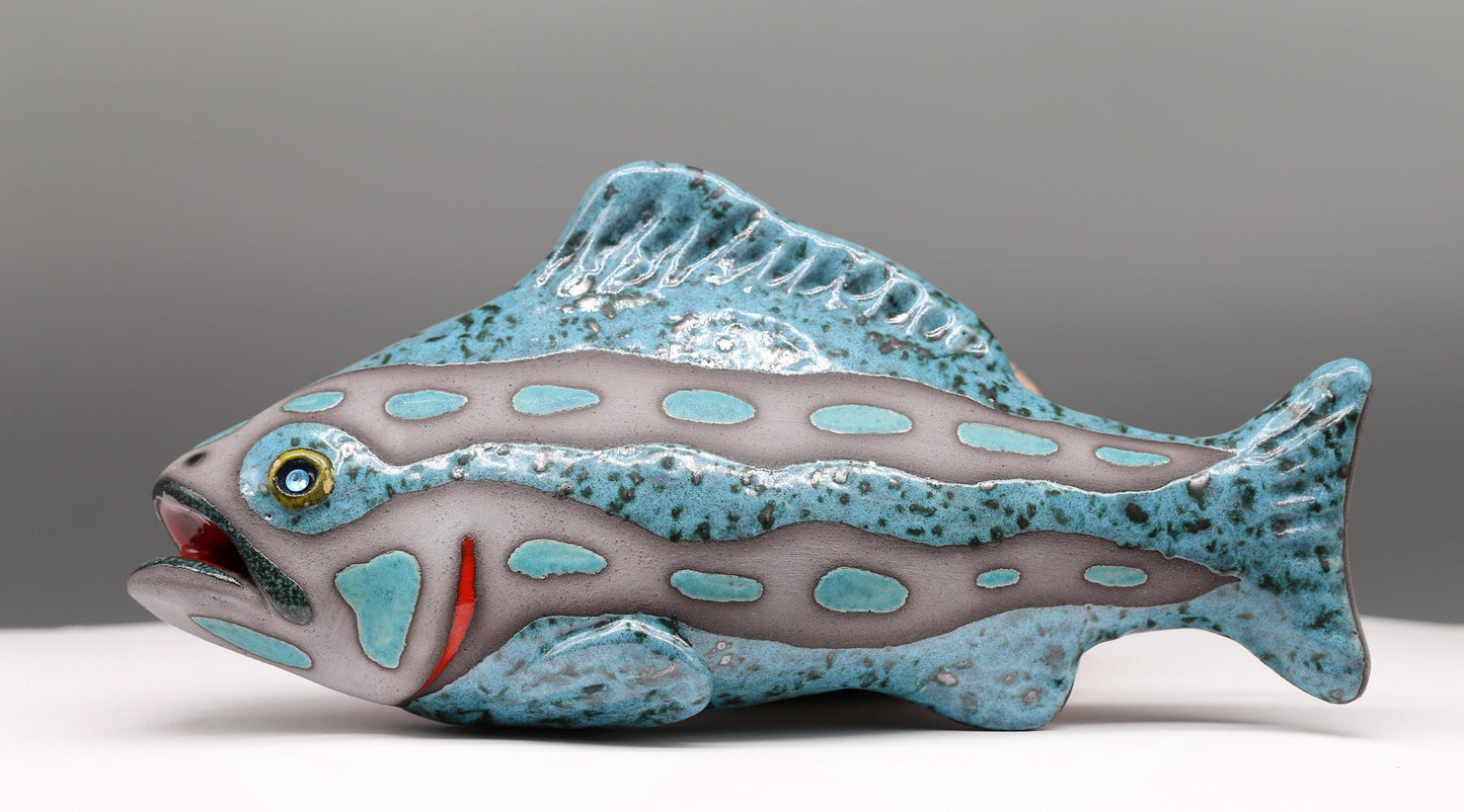 Handmade Ceramic Fish Wall Sculpture: Glazed Clay Art Decor