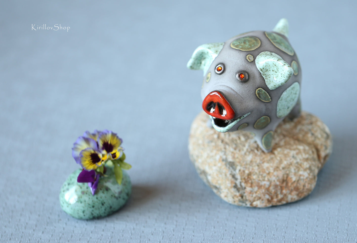 Little piggy sculpture, Handmade piggy miniature, Ceramic piggy figurine, Pig Lover Gift