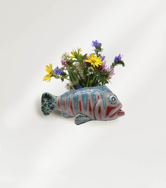Creative Ceramic Fish Wall Hanging, Handmade Vase Art, Made to order