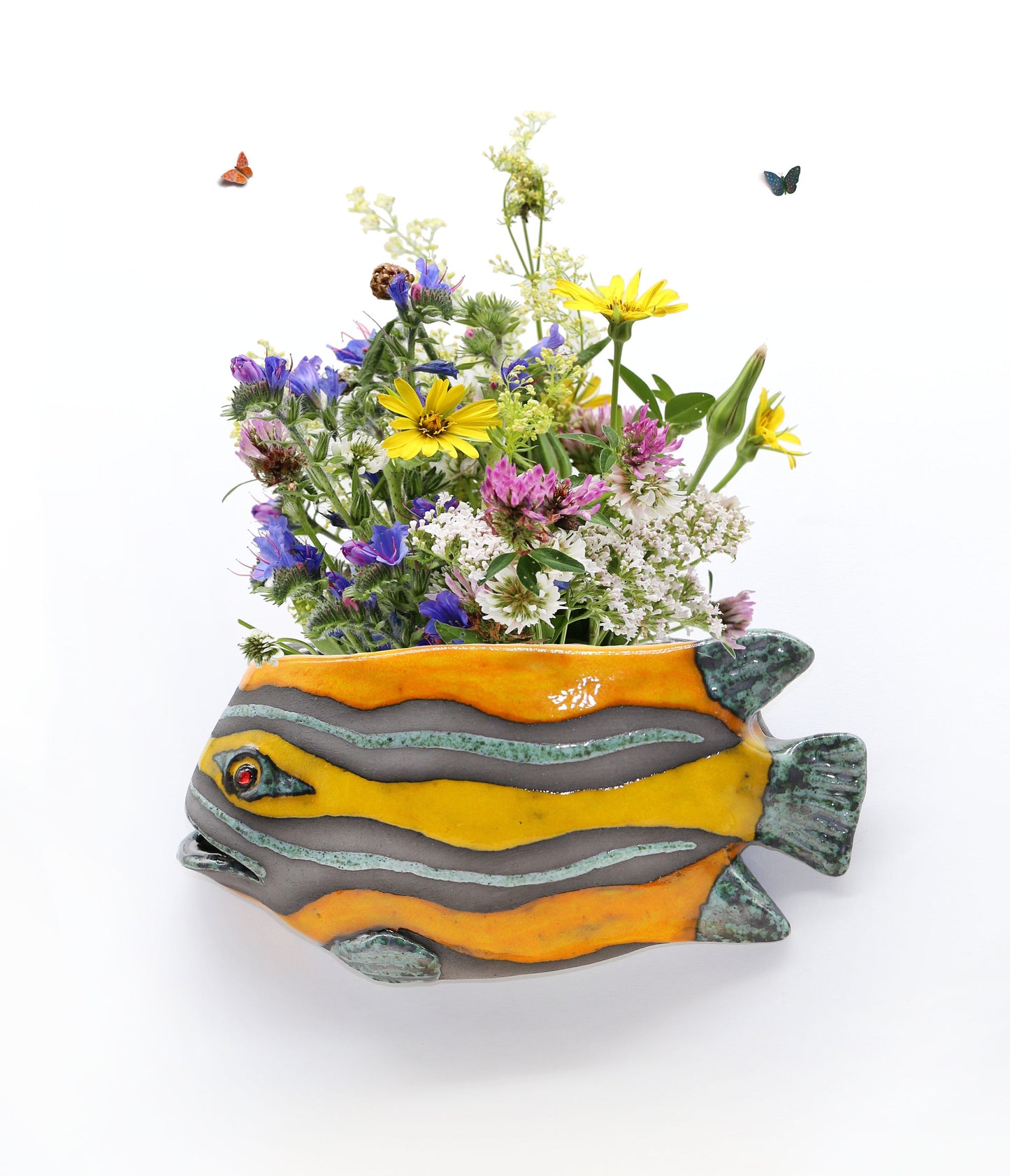 Creative Ceramic Fish Wall Hanging, Handmade Vase Art, Made to order