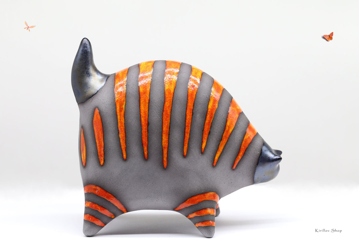 Handmade Ceramic Orange Tabby Cat Sculpture
