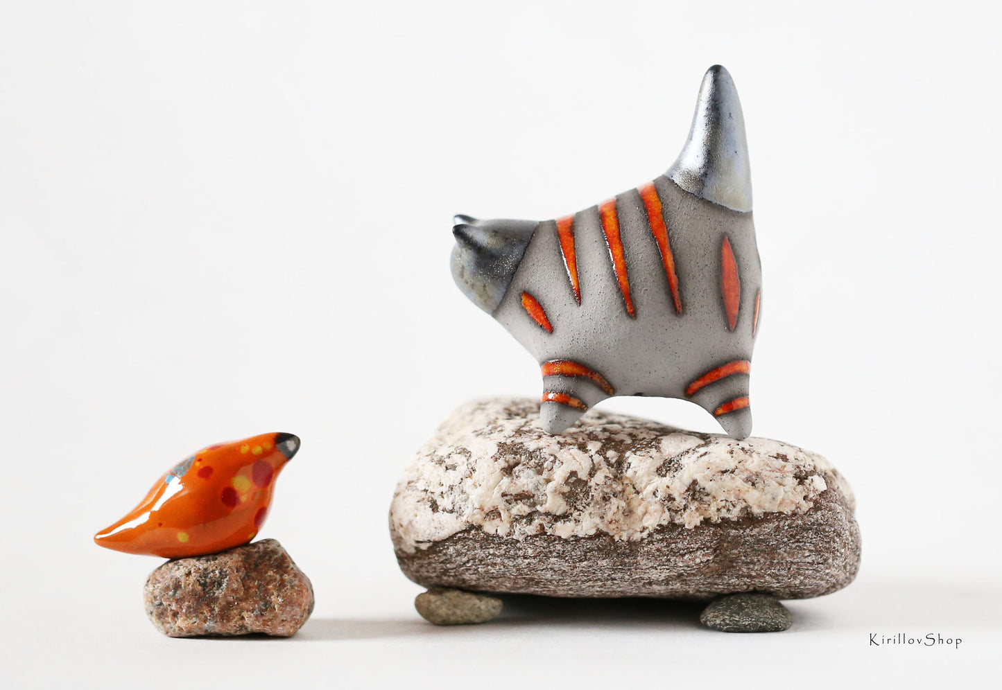 Miniature Cat figurine, Ceramic cat sculpture, Small black kitten, Table decoration, Handmade Art, Collectible, Cat lover gift MADE TO ORDER