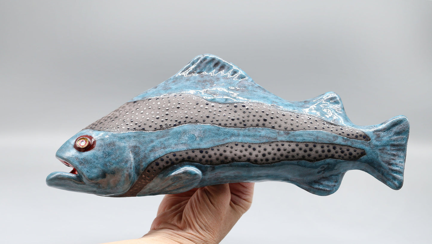 Handmade Ceramic Fish Wall Hanging: 3D Sculpture Art
