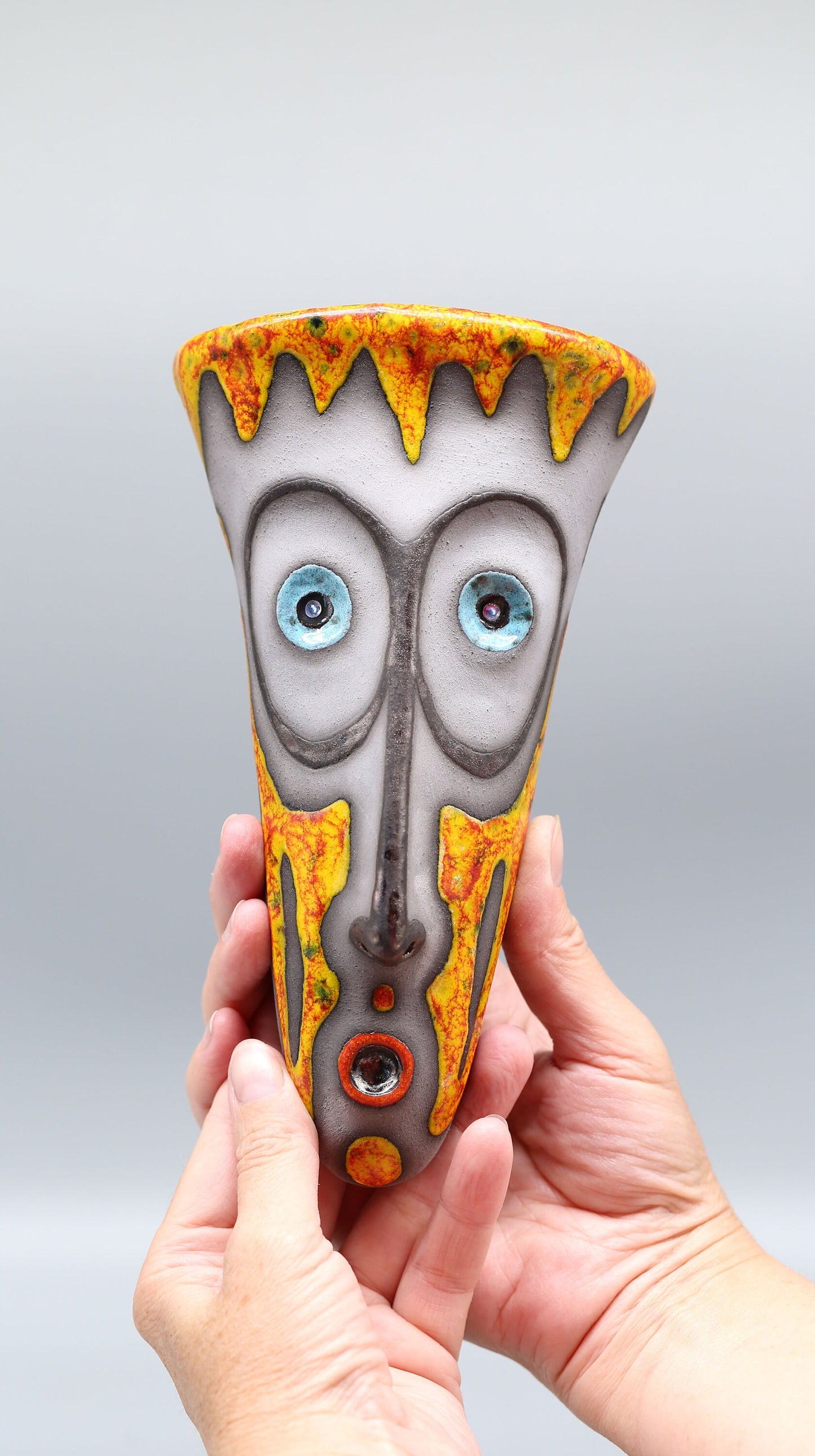 Handmade Ceramic Wall Vase – Face Sculpture, Original Artwork