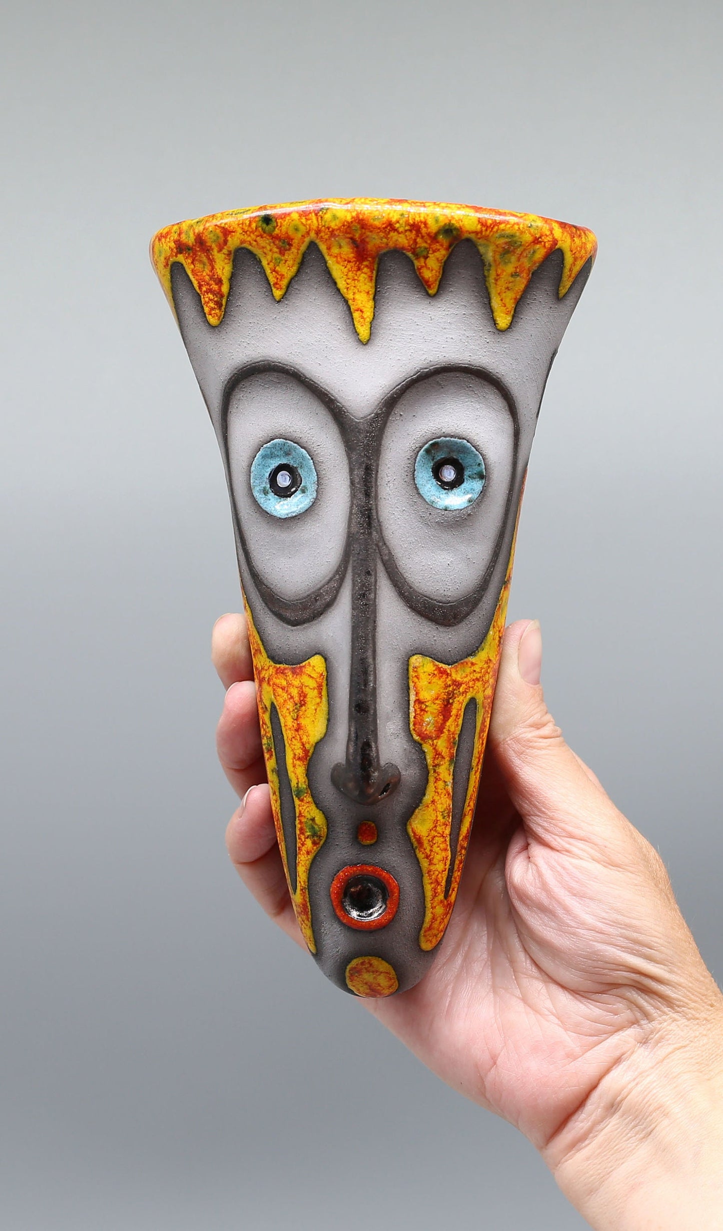 Handmade Ceramic Wall Vase – Face Sculpture, Original Artwork