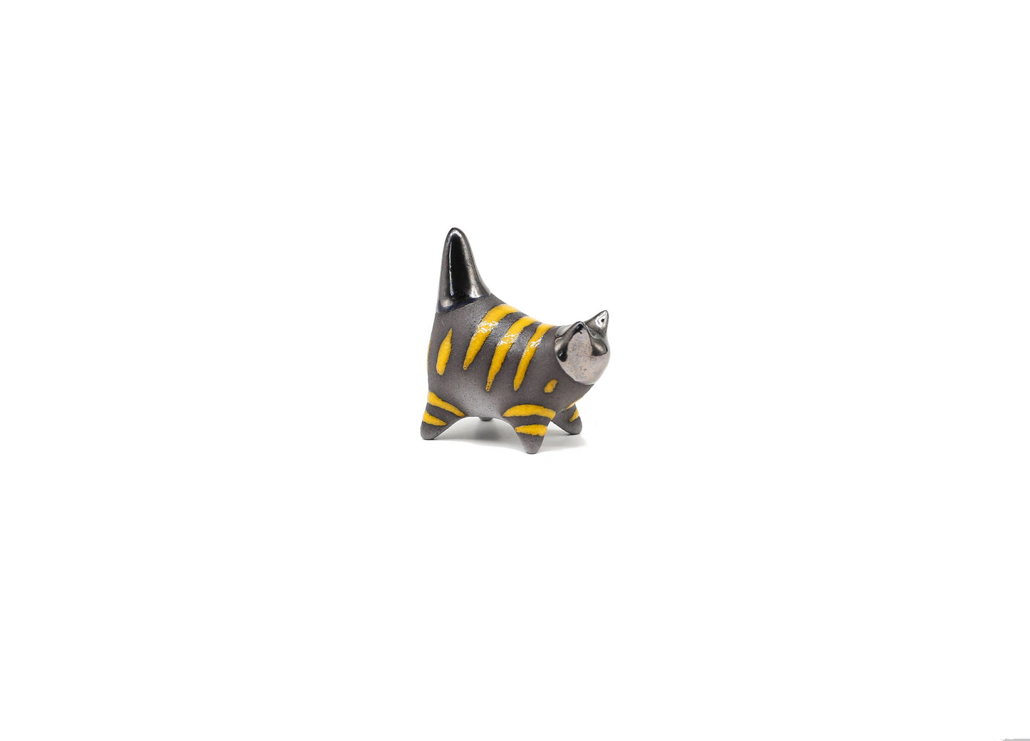 Miniature cat figurine, Ceramic cat sculpture, Striped kitten, Table decoration, Handmade Art, Collectible, Cat lover gift, MADE TO ORDER