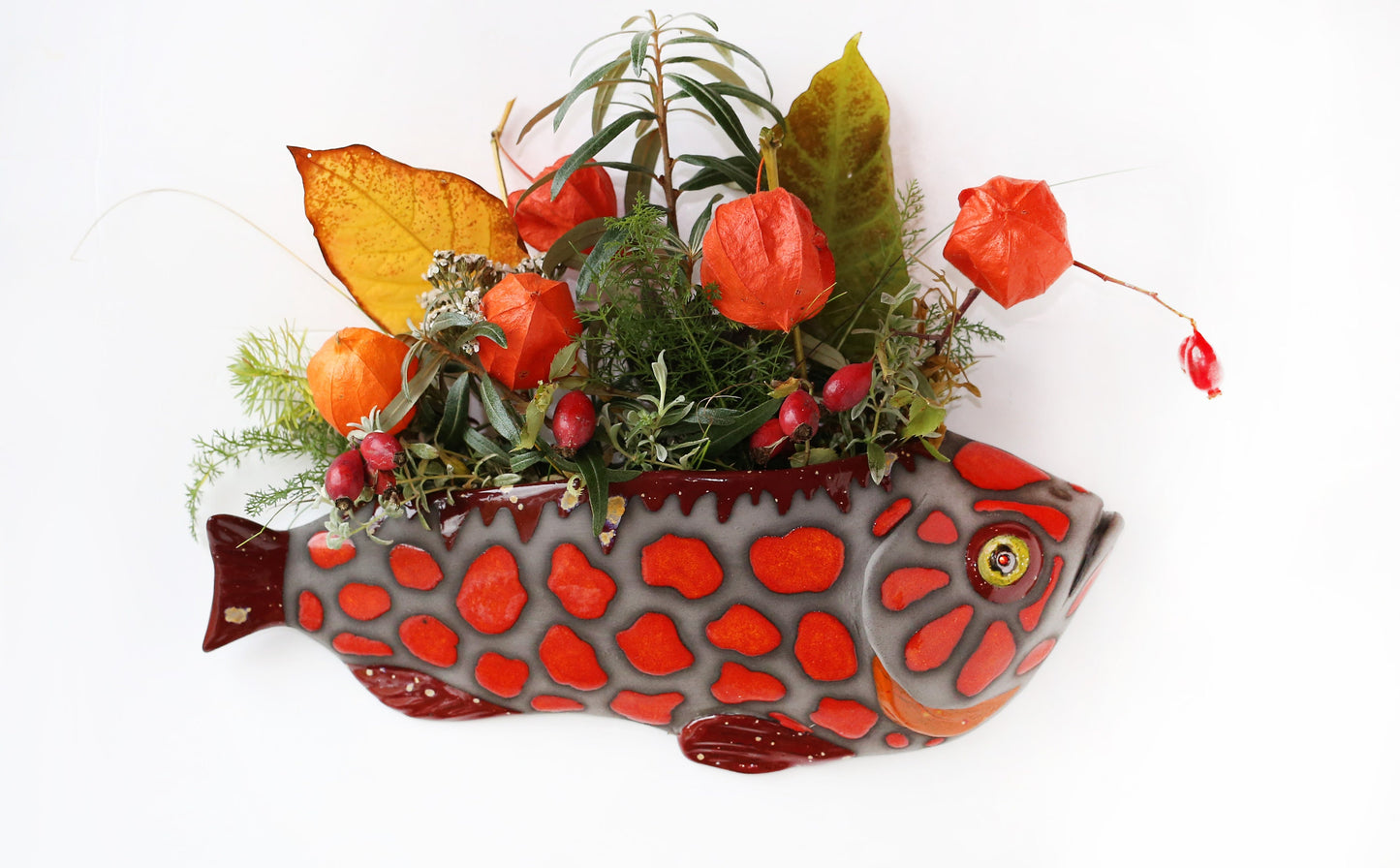 Handmade Ceramic Fish Wall Vase: Home Decor Planter
