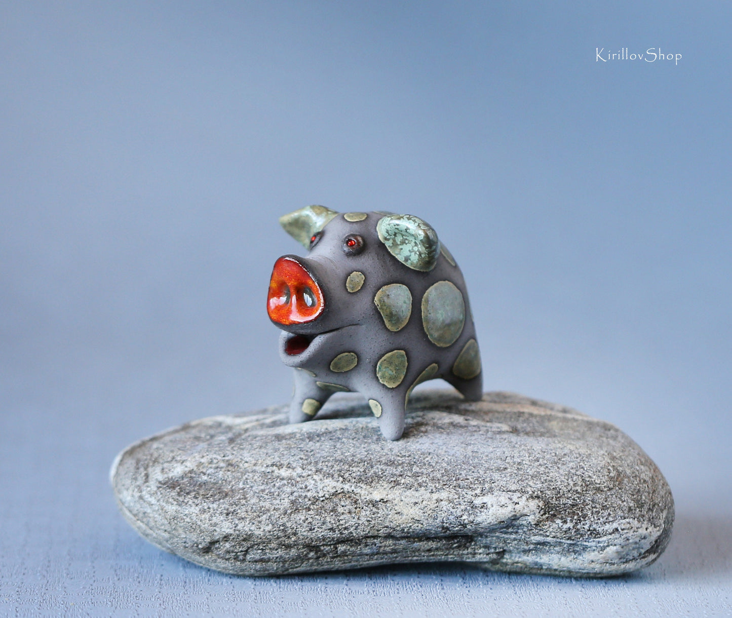Handmade Ceramic Piggy Figurine: Unique Miniature Sculpture