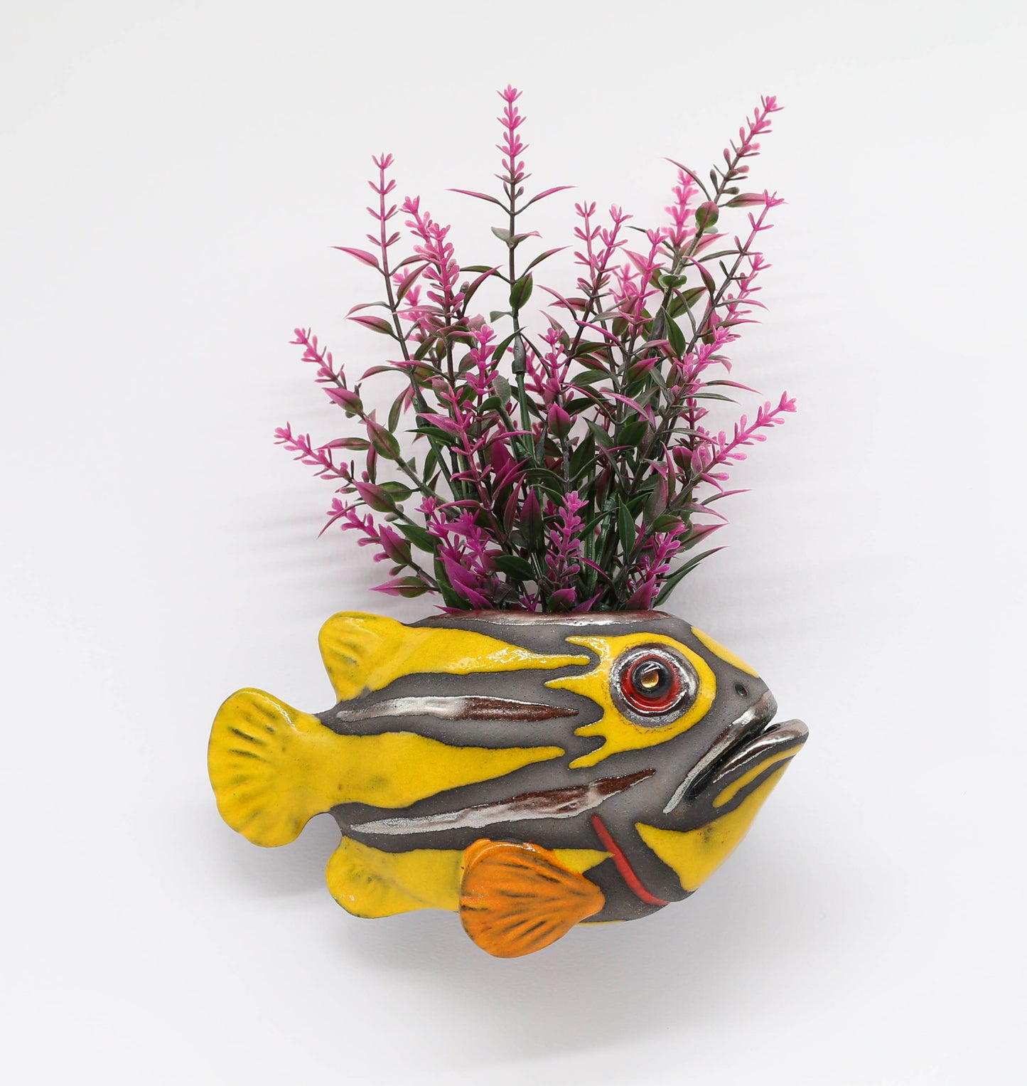 Handmade Ceramic Fish Vase – Wall Hanging Pot, Unique Fish Sculpture, Artistic Home Deco