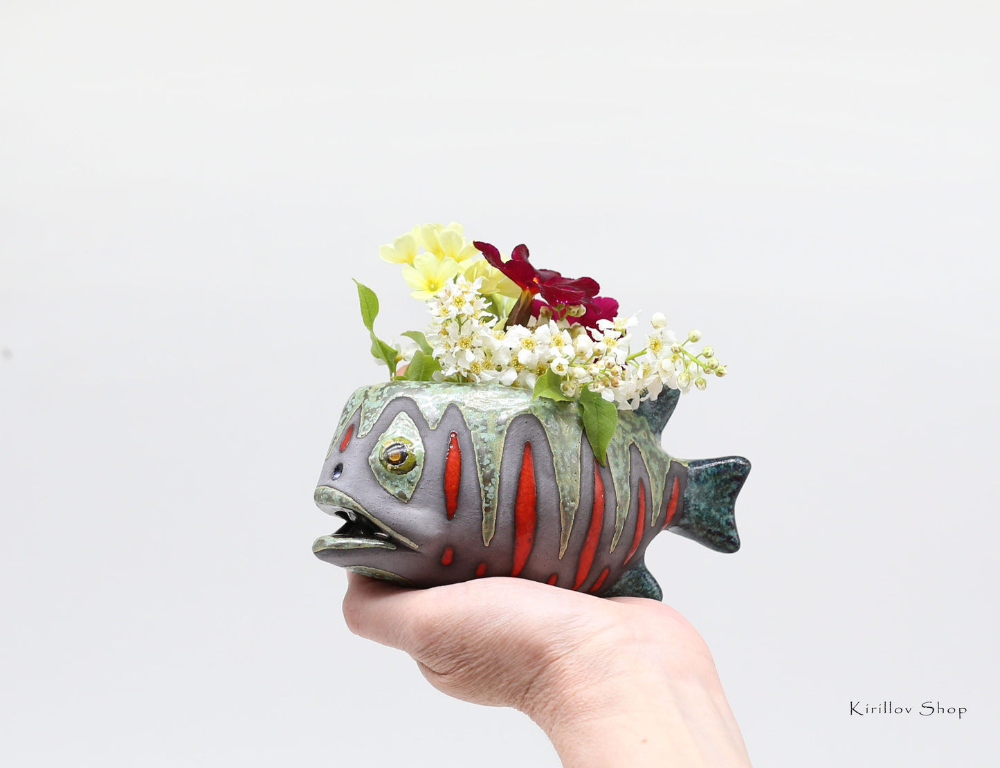 Handmade Ceramic Fish Vase: Wall Mountable Home Decor