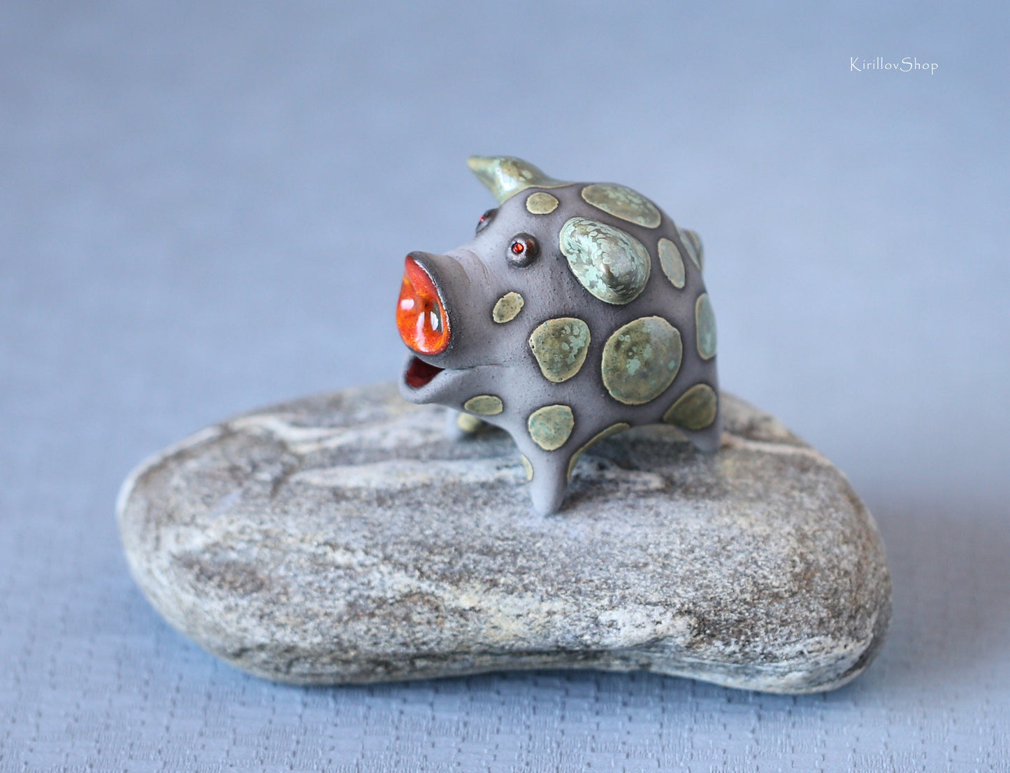 Handmade Ceramic Piggy Figurine: Unique Miniature Sculpture