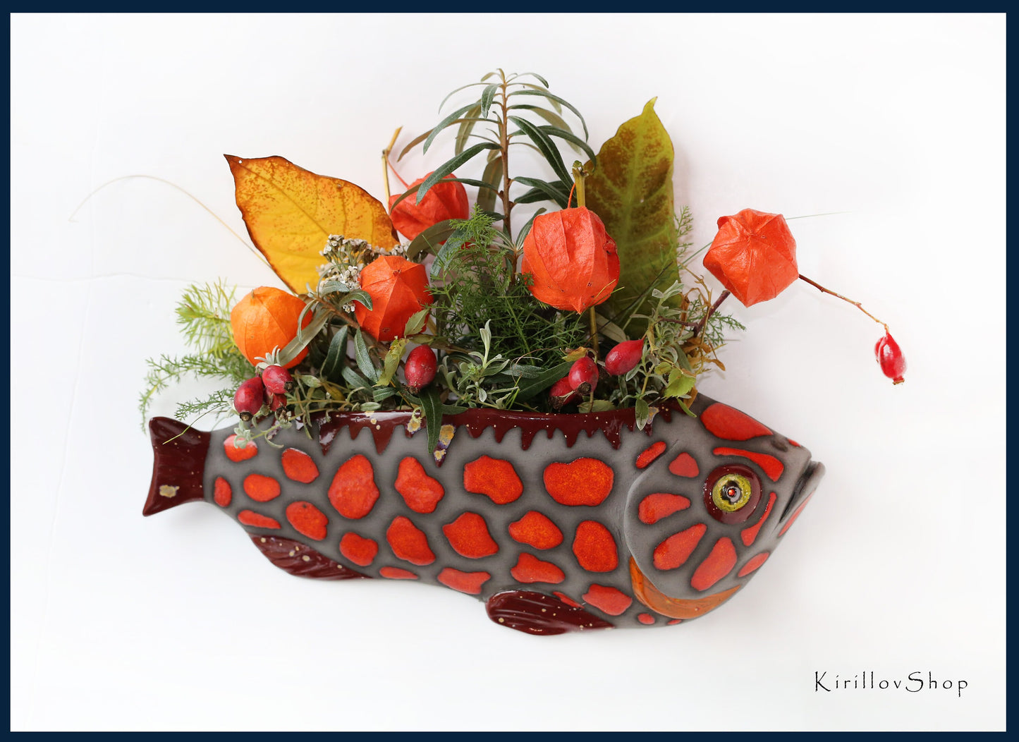 Handmade Ceramic Fish Wall Vase: Home Decor Planter