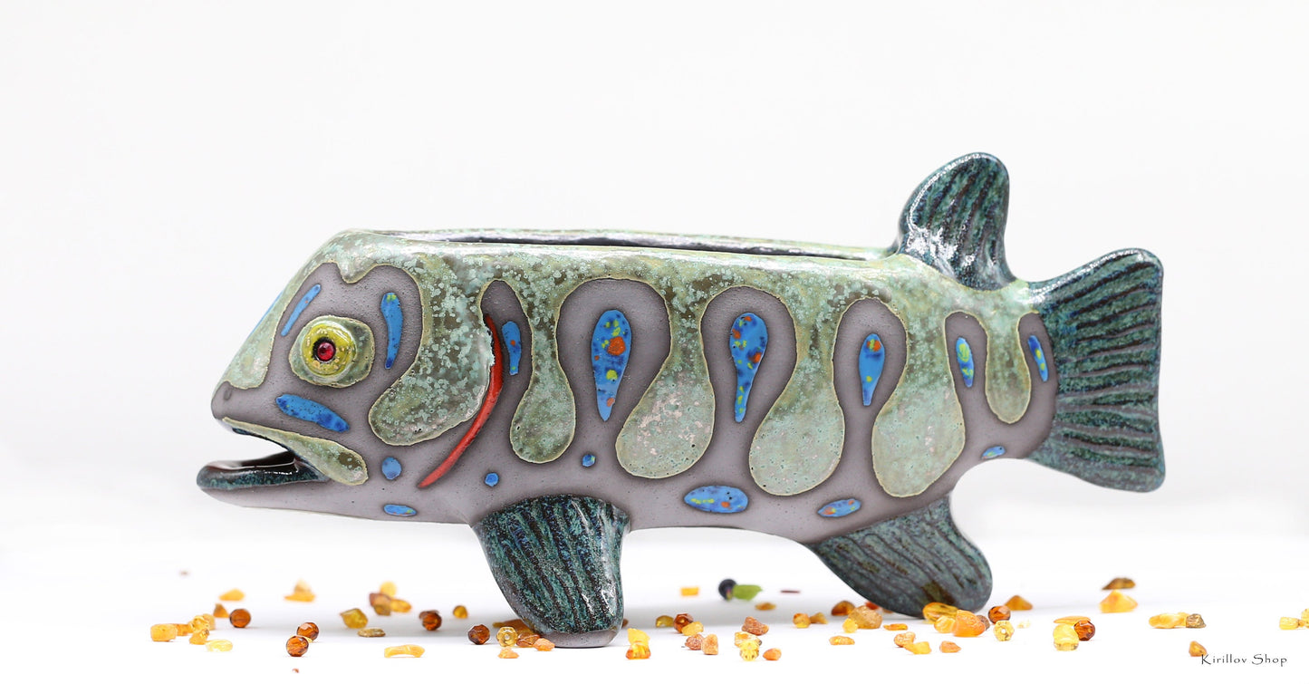 Vase Fish Art Sculpture Ceramic Modern Figurine Table Decor Handmade Unique Gift, MADE TO ORDER