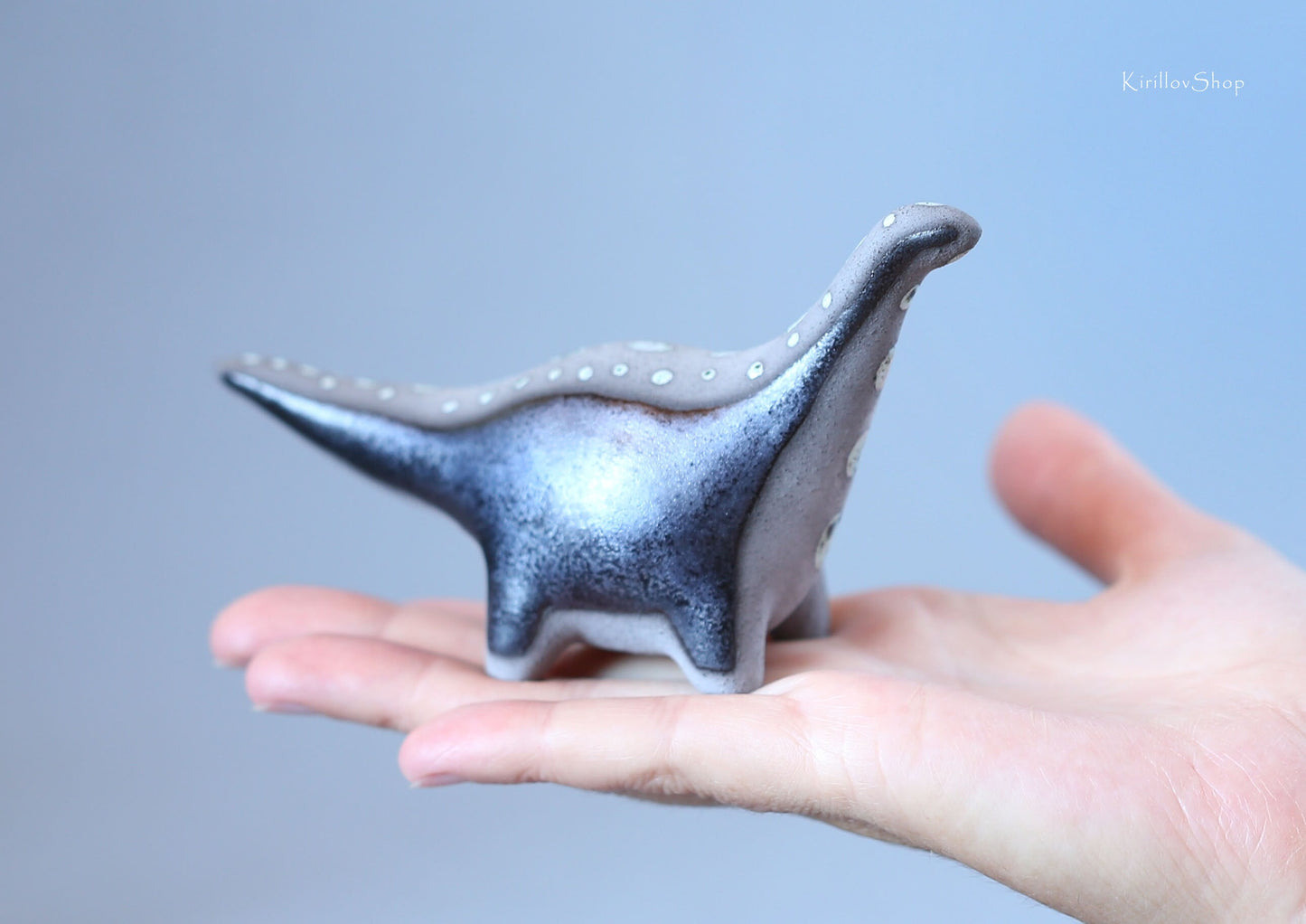 Ceramic Sculpture Dinosaur, Unique Modern Figurine, Long Neck Dinosaur, Handmade Art, Cute Reptile, Dragon, Collectible, MADE TO ORDER