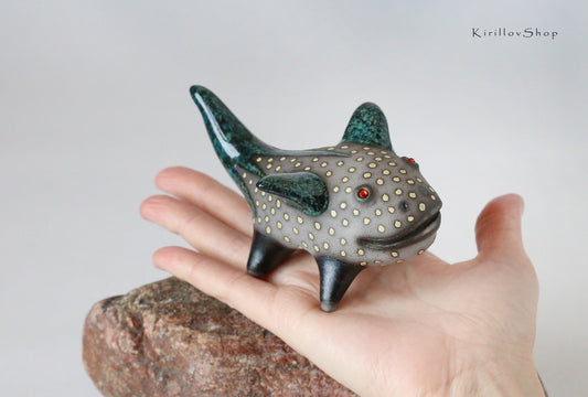 Ceramic sculpture, Small fantastic creature, Ring holder, Table decor, Handmade gift Cute dragon figurine Jewelry storage idea MADE TO ORDER