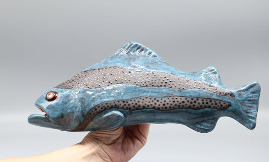 Handmade Ceramic Fish Wall Hanging: 3D Sculpture Art