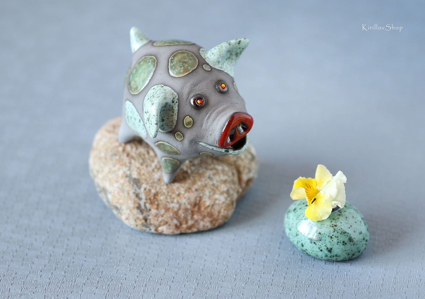 Little piggy sculpture, Handmade piggy miniature, Ceramic piggy figurine, Pig Lover Gift