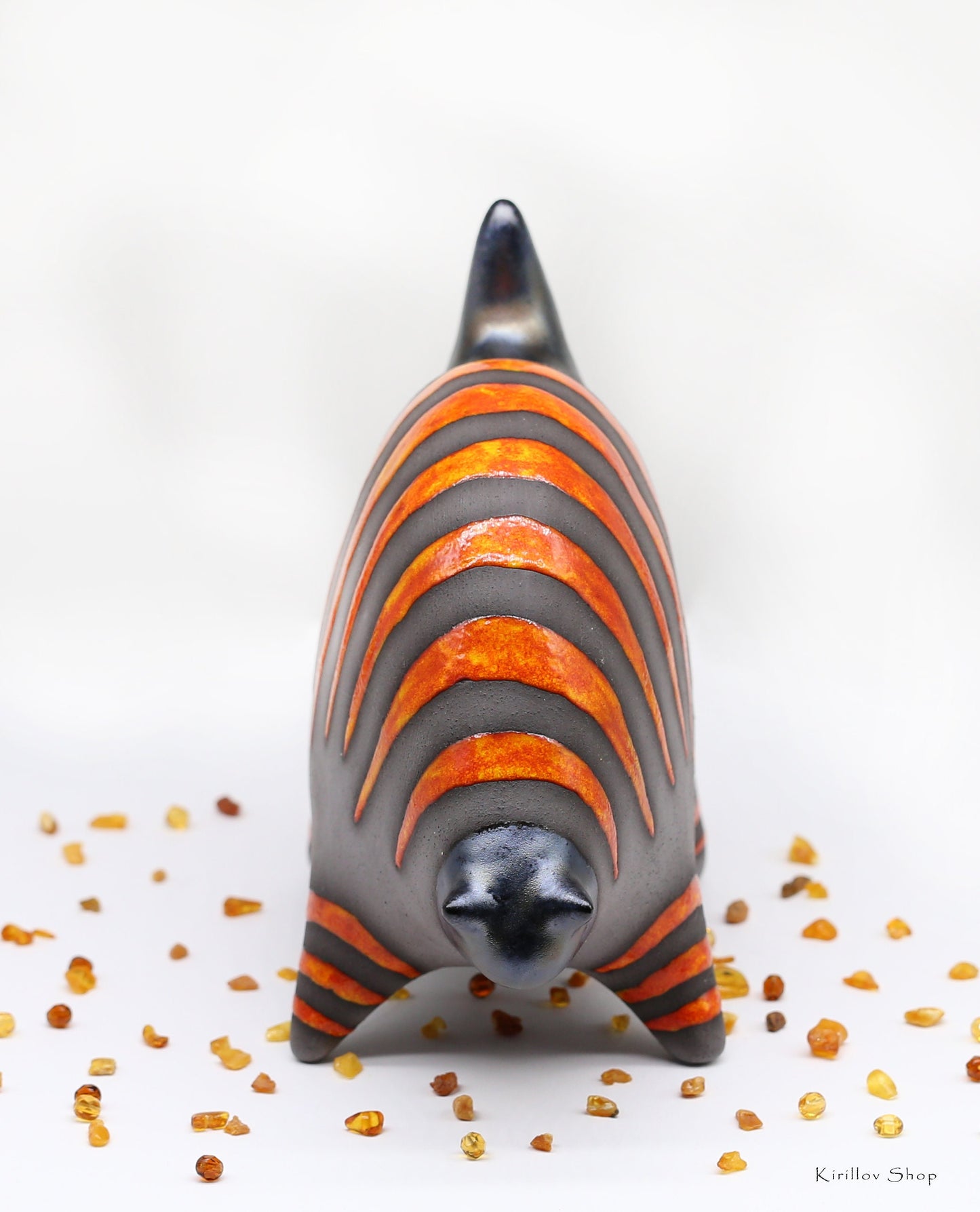 Handmade Ceramic Orange Tabby Cat Sculpture