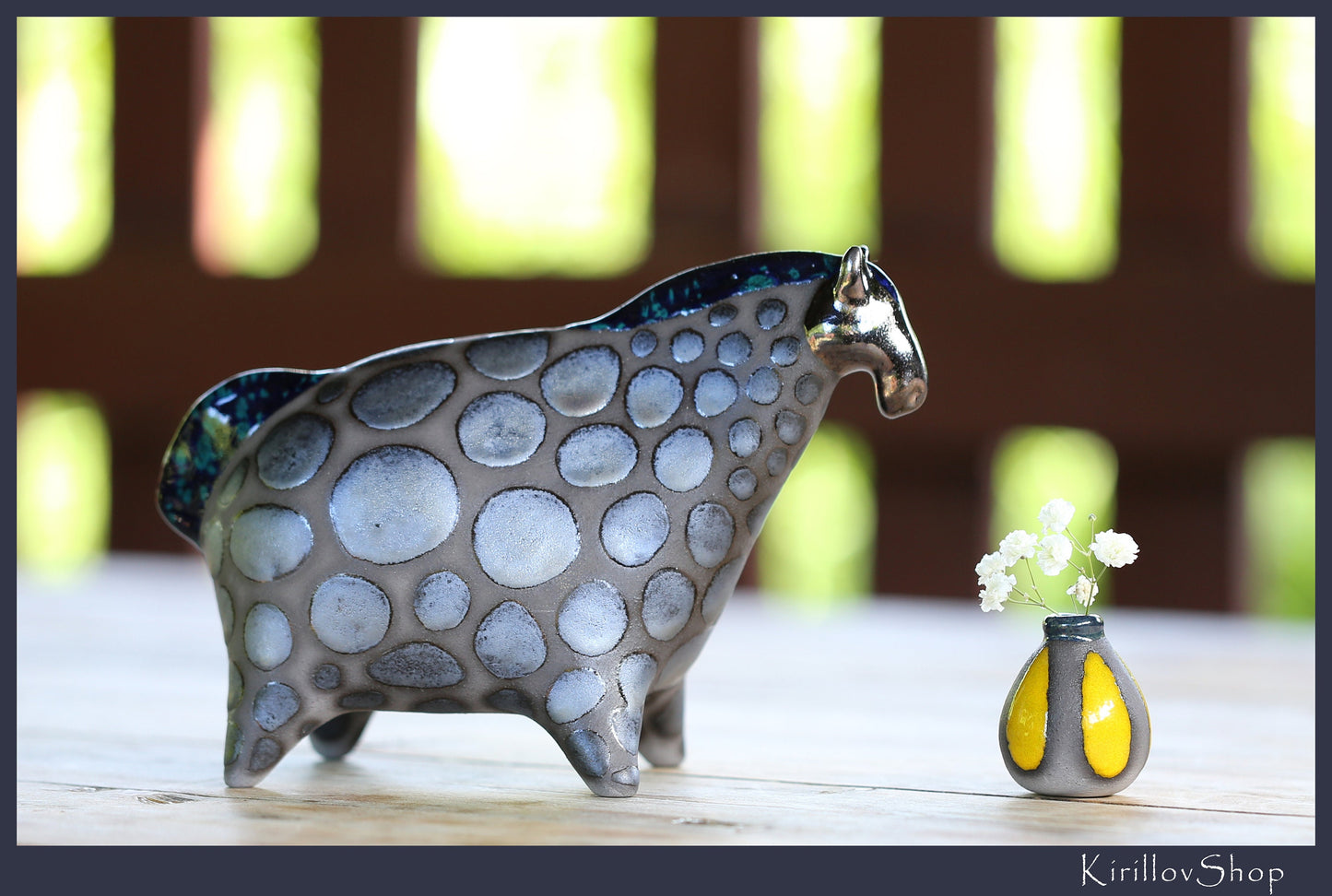 Handmade Ceramic Horse Sculpture: Bronze Glaze, Horse Lover Gift