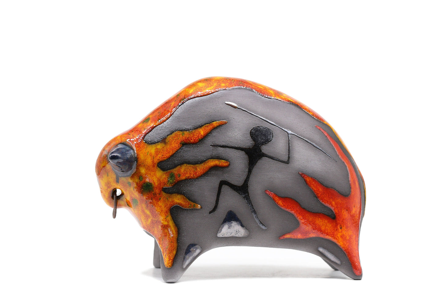 Handmade Ceramic Bull Sculpture – Modern Tabletop Art