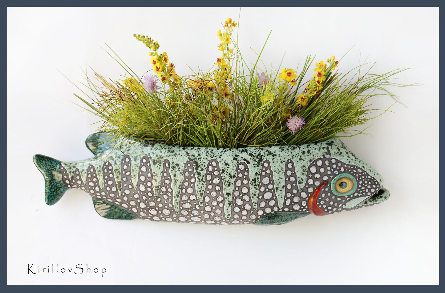 Handmade Ceramic Fish Vase: Wall Decor Hanging Planter