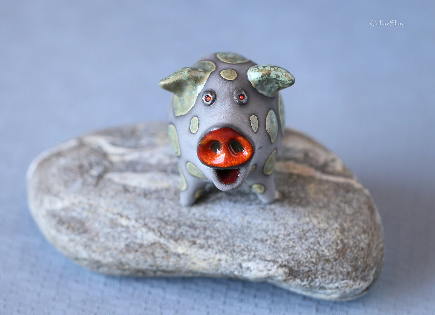Handmade Ceramic Piggy Figurine: Unique Miniature Sculpture