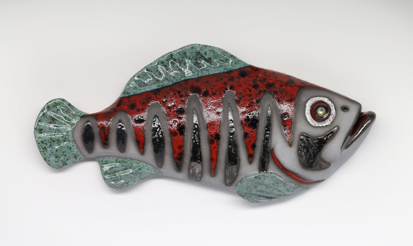 Handmade Ceramic Fish Wall Hanging: 3D Sculpture Art