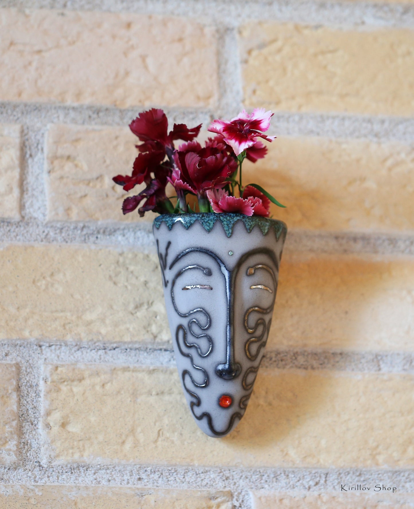 Handmade Ceramic Wall Vase – Face Sculpture, 3D Wall Art