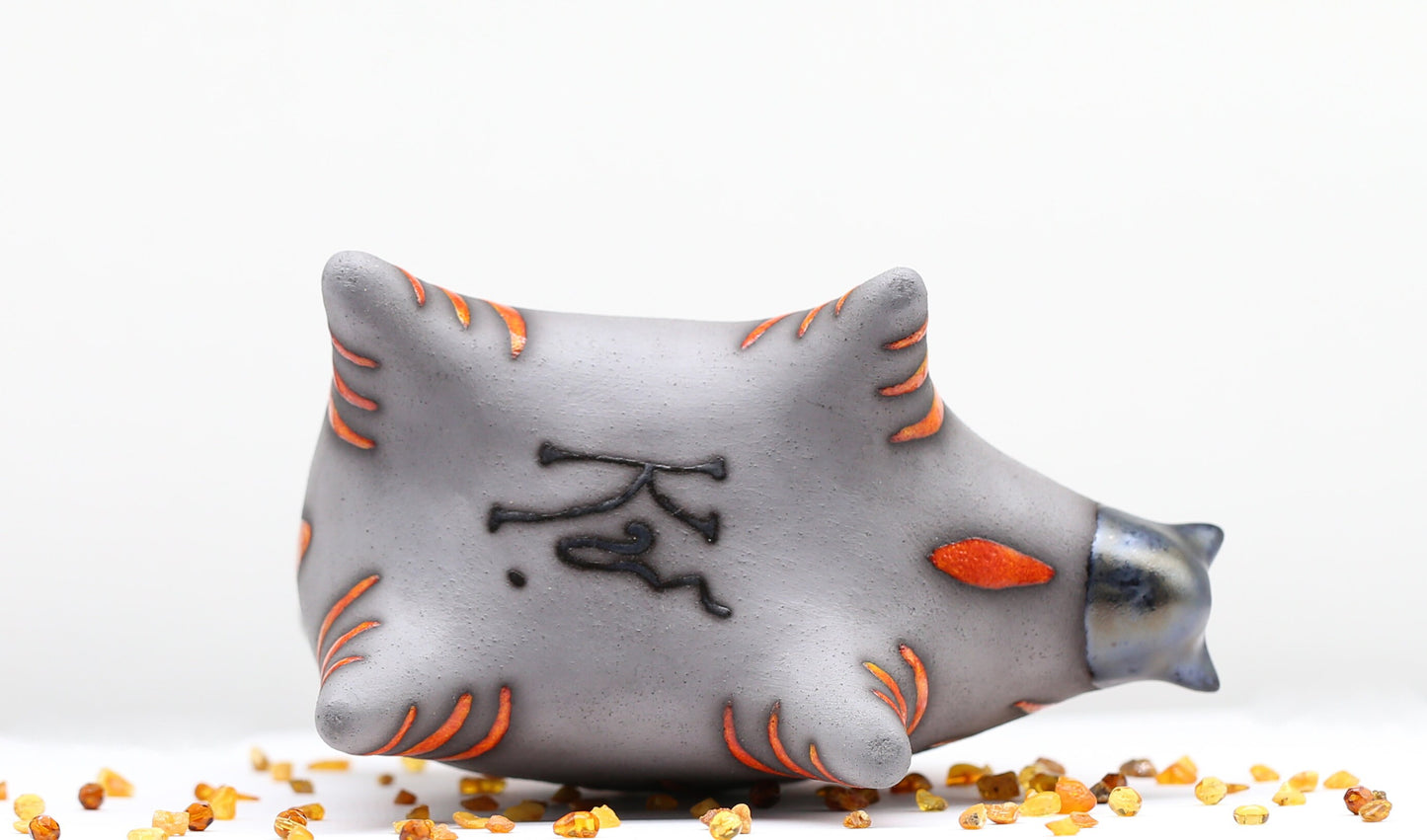 Handmade Ceramic Orange Tabby Cat Sculpture