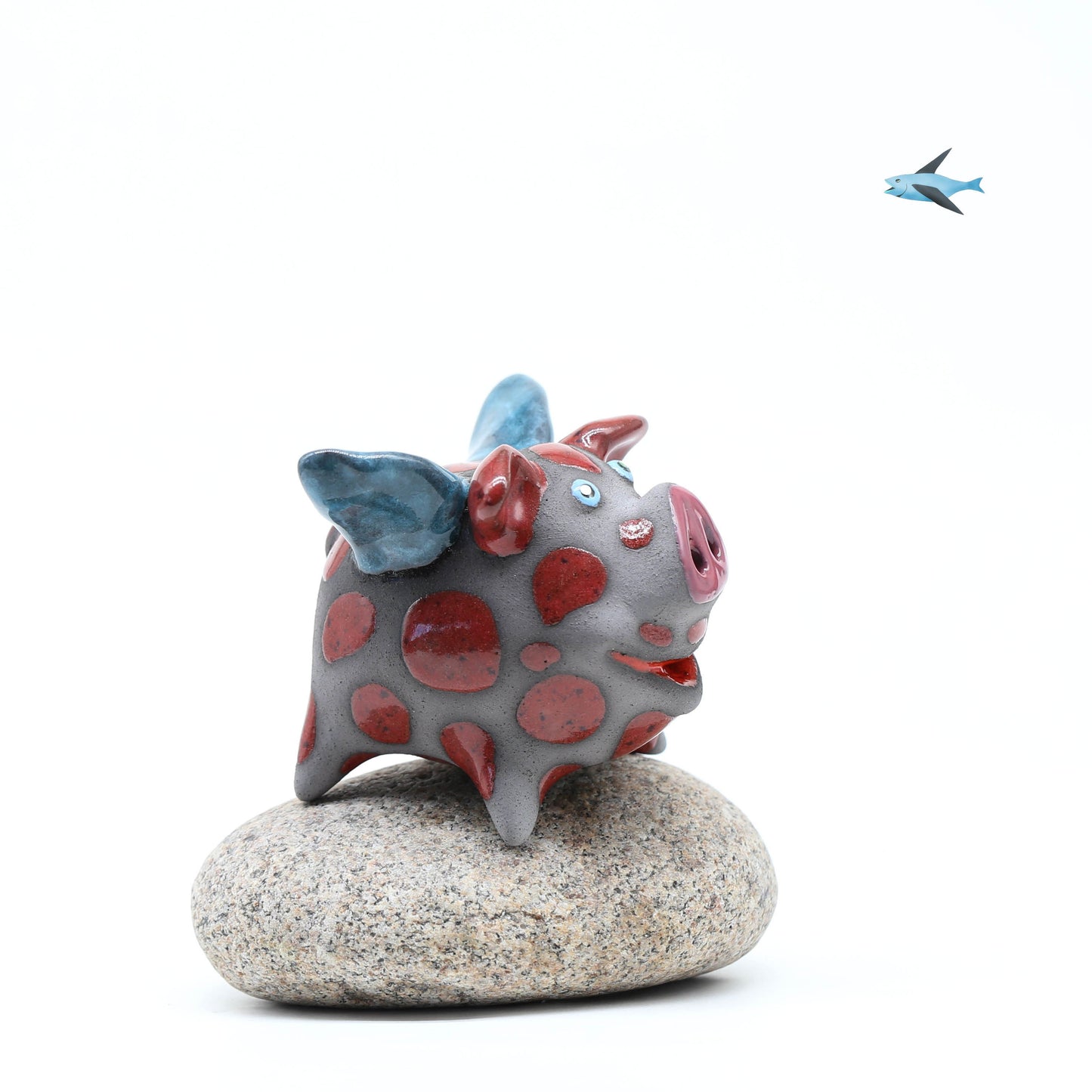 Handmade Ceramic Flying Pig Figurine