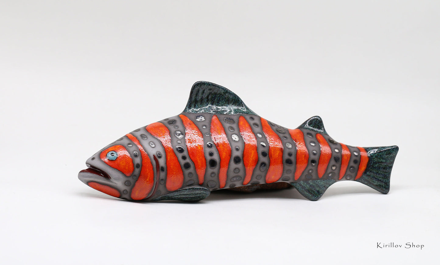 Ceramic fish wall decor, Handmade, Fisherman gift, Home decor, Red Trout, MADE TO ORDER