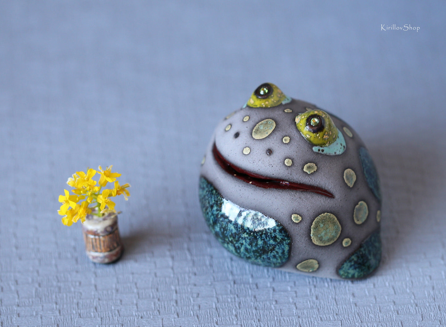 Ceramic sculpture Frog, Handmade small toad figurine, Frog  gift, Collectible