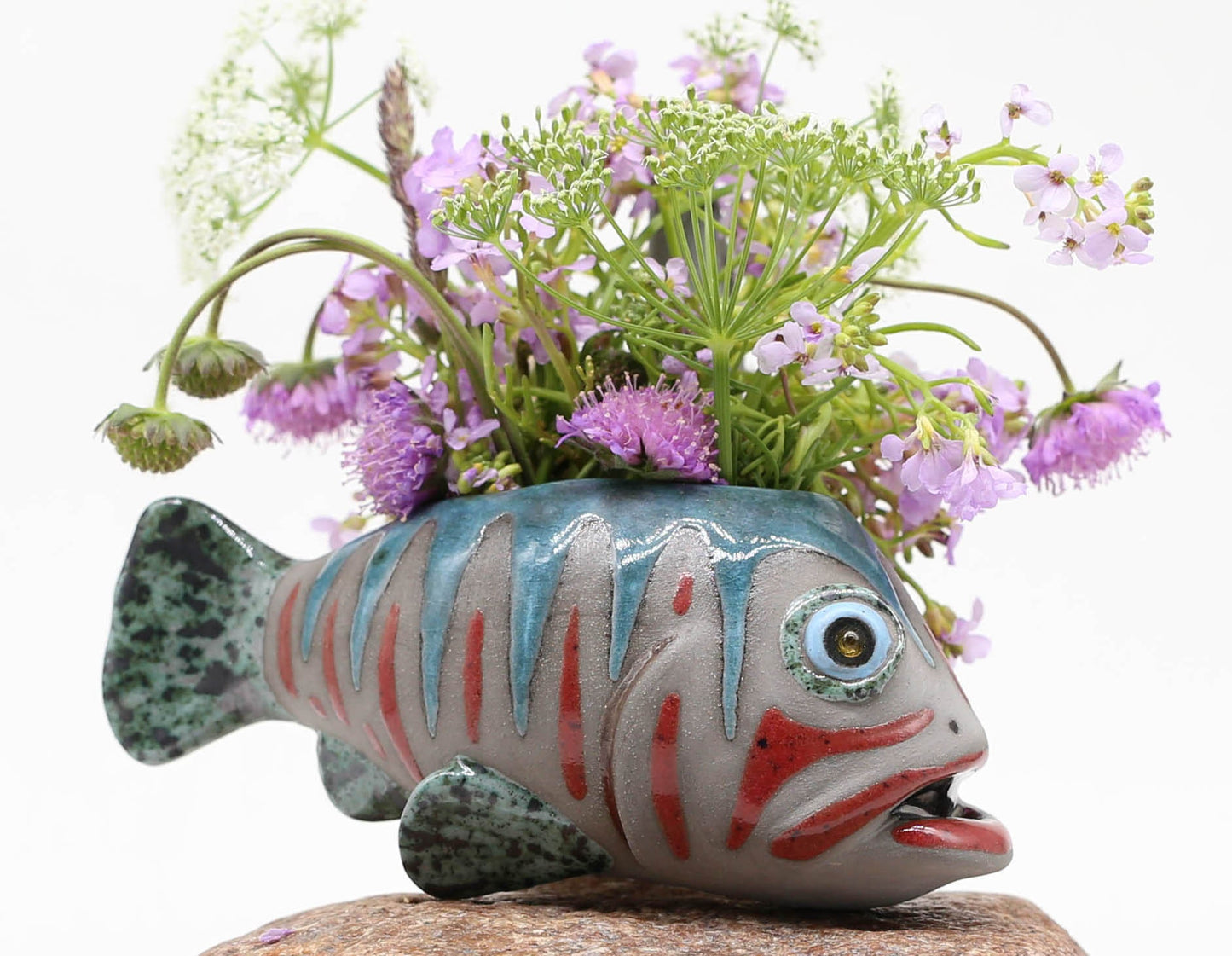 Creative Ceramic Fish Wall Hanging, Handmade Vase Art, Made to order