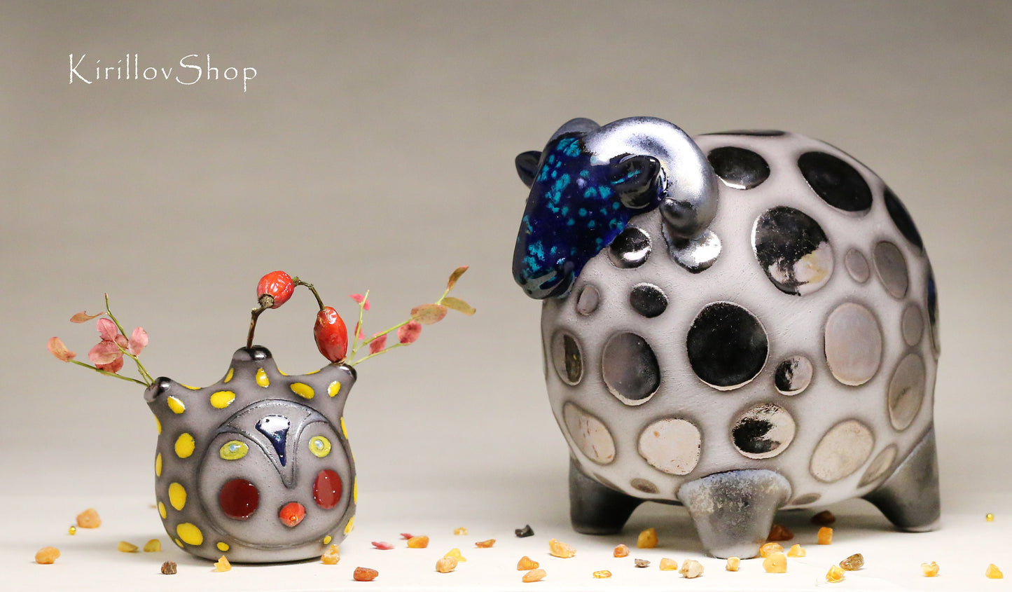 Ceramic sculpture ram , modern sculpture to decorate your home or for a gift, handmade Art, MADE TO ORDER