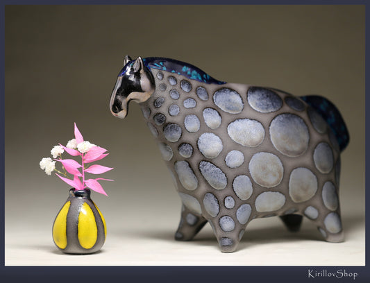 Handmade Ceramic Horse Sculpture: Bronze Glaze, Horse Lover Gift
