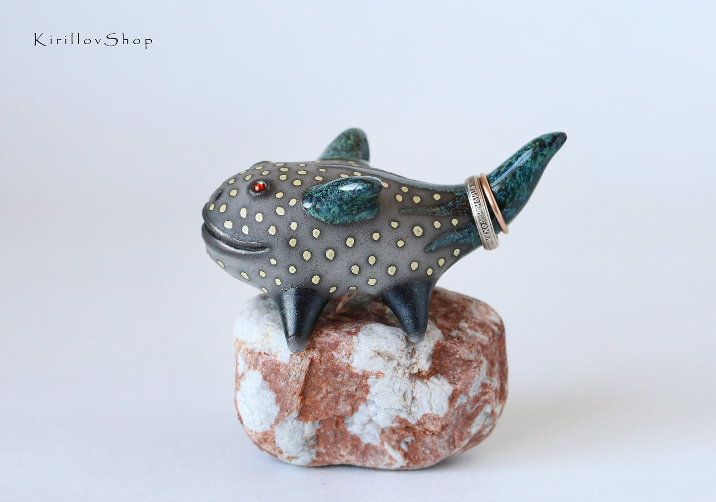 Ceramic sculpture, Small fantastic creature, Ring holder, Table decor, Handmade gift Cute dragon figurine Jewelry storage idea MADE TO ORDER