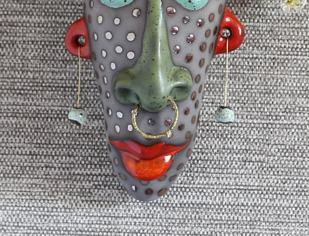 Handmade Ceramic Face Wall Planter: 3D Wall Art Sculpture