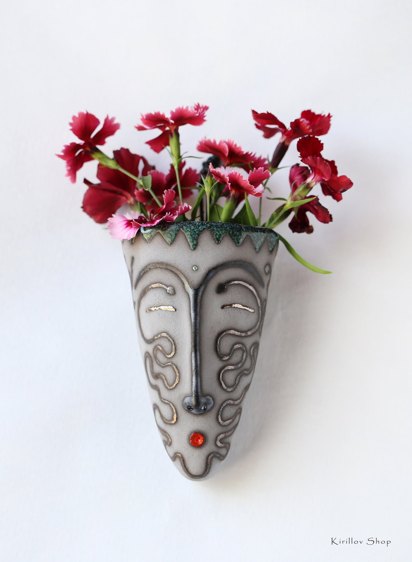 Handmade Ceramic Wall Vase – Face Sculpture, 3D Wall Art