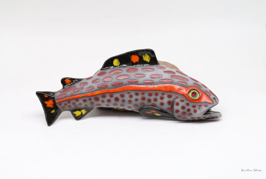 Ceramic fish wall decor, Handmade, Fisherman gift, Home decor, Red Trout,MADE TO ORDER
