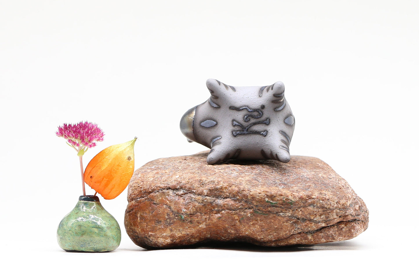 Miniature Cat figurine, Ceramic cat sculpture, Small black kitten, Table decoration, Handmade Art, Collectible, Cat lover gift