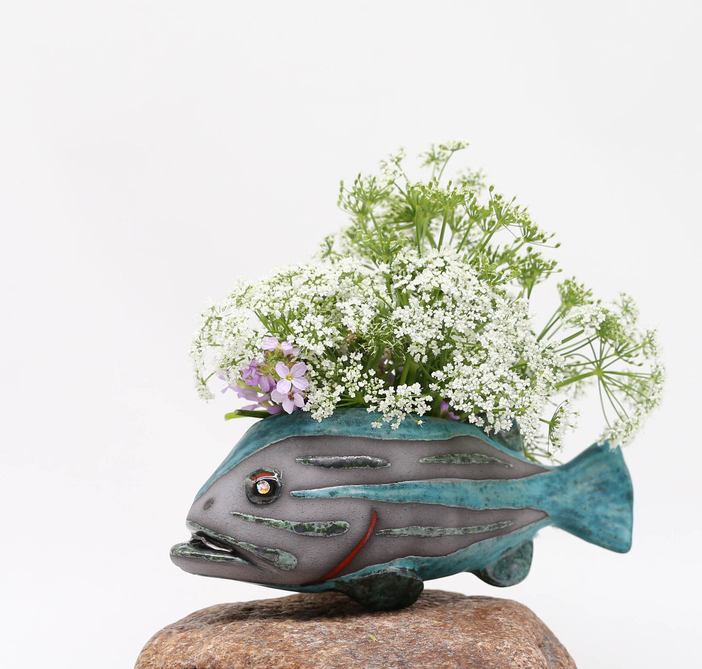 Handmade Ceramic Fish Vase: Wall Hanging Sculpture, Unique Home Decor