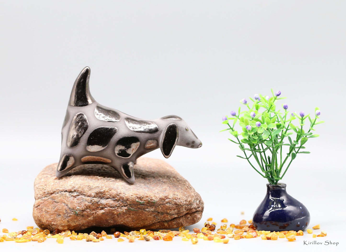 Black dog  sculpture, Ceramic Art, Unique Gift, Handmade, MADE TO ORDER