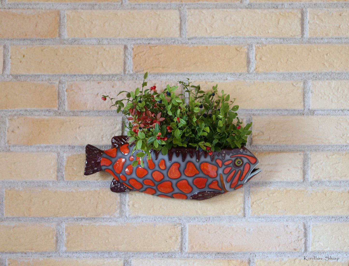 Ceramic wall vase for flowers, Fish  wall decoration, Handmade wall mountable plant vase, Personalize  gift, Home decor,  MADE TO ORDER