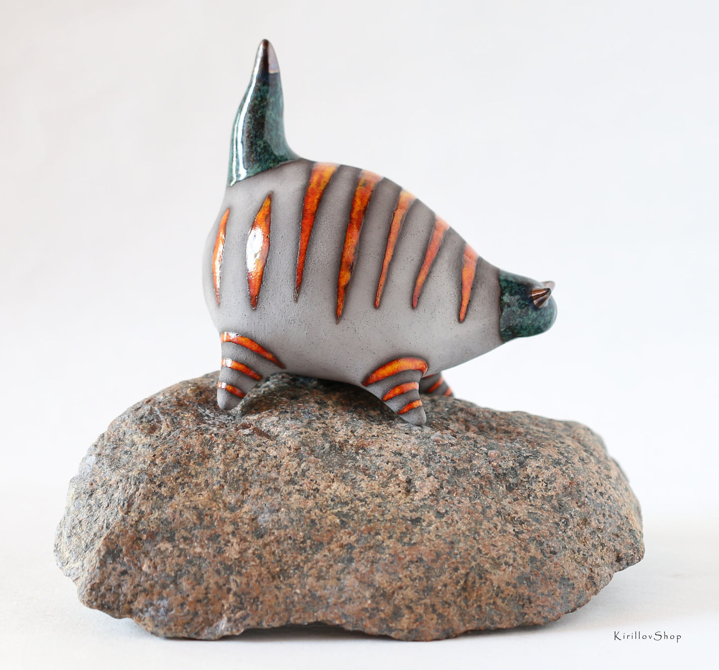 Handmade Ceramic Orange Tabby Cat Figurine