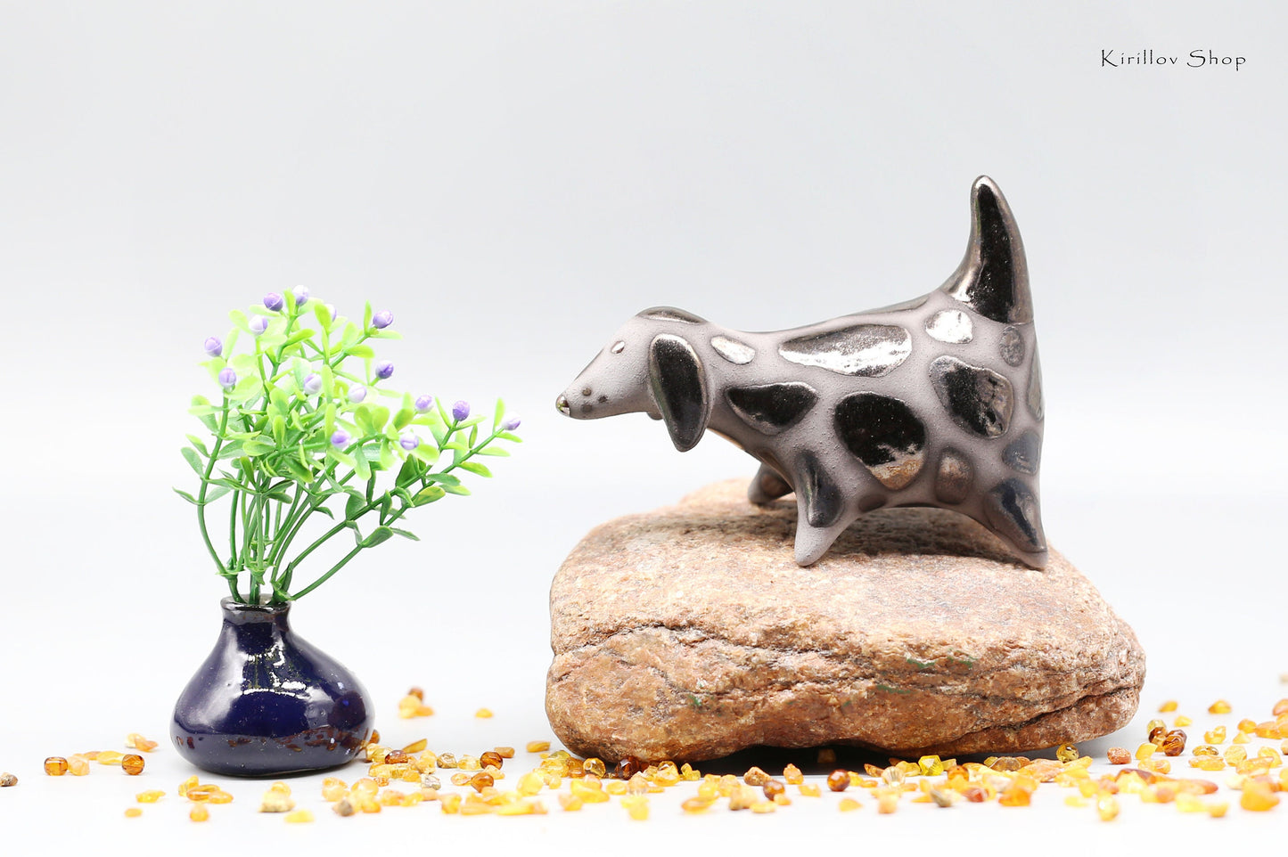 Black dog  sculpture, Ceramic Art, Unique Gift, Handmade, MADE TO ORDER